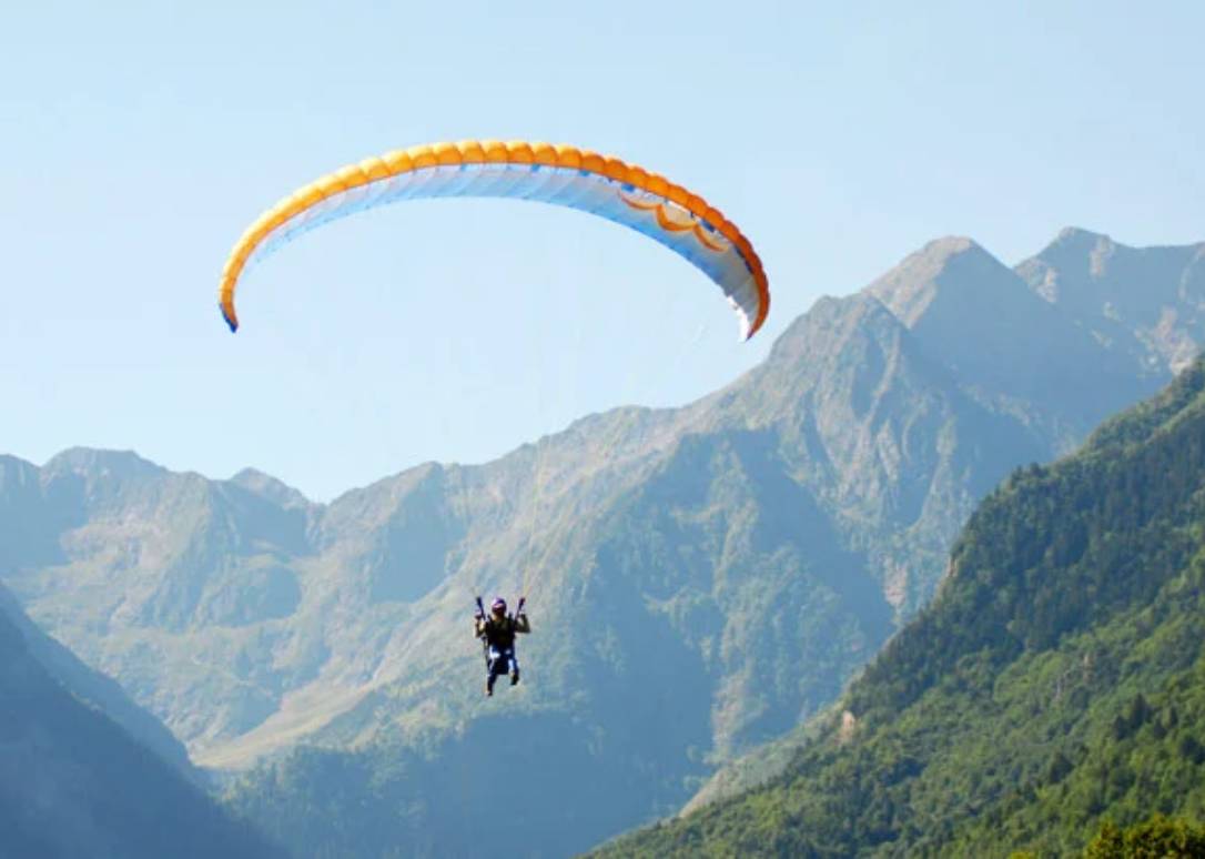 Paragliding over hills